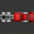 Red Heavy Duty Semi Truck With Chrome Accents And White Stripes Design