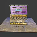 Urban Hostel Barrier Design With Warning Stripes And Signage On Concrete Ground