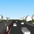 Urban Municipal Road with Traffic Lanes Bicycle Path and Green Trees for Pedestrians