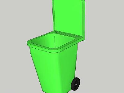 Public Facility Green Trash Bin With Flip Lid And Mobile Wheels For Waste Disposal 3d model