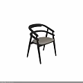 Modern Dining Chair With Black Wooden Frame Armrests And Light Gray Cushion