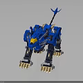 Blue Mechanical Beast Character With Yellow Eyes Sharp Claws And Spiked Tail 3d model