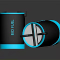 Bio Fuel Containers With Black Body Blue Edges And Tilted Design
