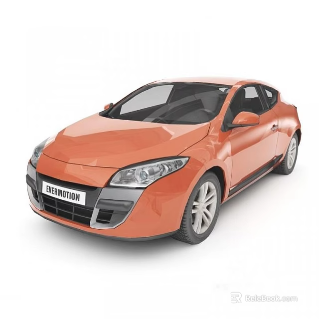 Orange Modern Coupe Car With Sleek Exterior Front Grille And Silver Wheels 3d model 