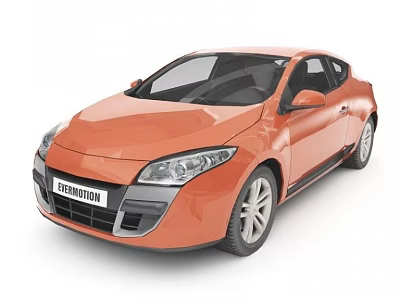 Orange Modern Coupe Car With Sleek Exterior Front Grille And Silver Wheels 3d model