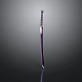 Purple Samurai Sword With Golden Hilt On Dark Background With Reflection