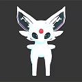 Blue Fantasy Creature Character With Large Ears Red Eyes And Glowing Body
