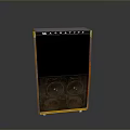 Modern Computer Case With Orange Frame Black Panel And Circular Vents On Wheels 3d model