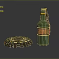 Green Bottle Shaped Weapon With Leather Wrap And Circular Device 3d model