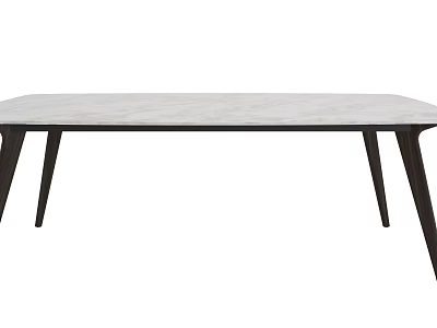 Modern Dining Table With Sleek White Marble Top And Black Wooden Legs Design 3d model