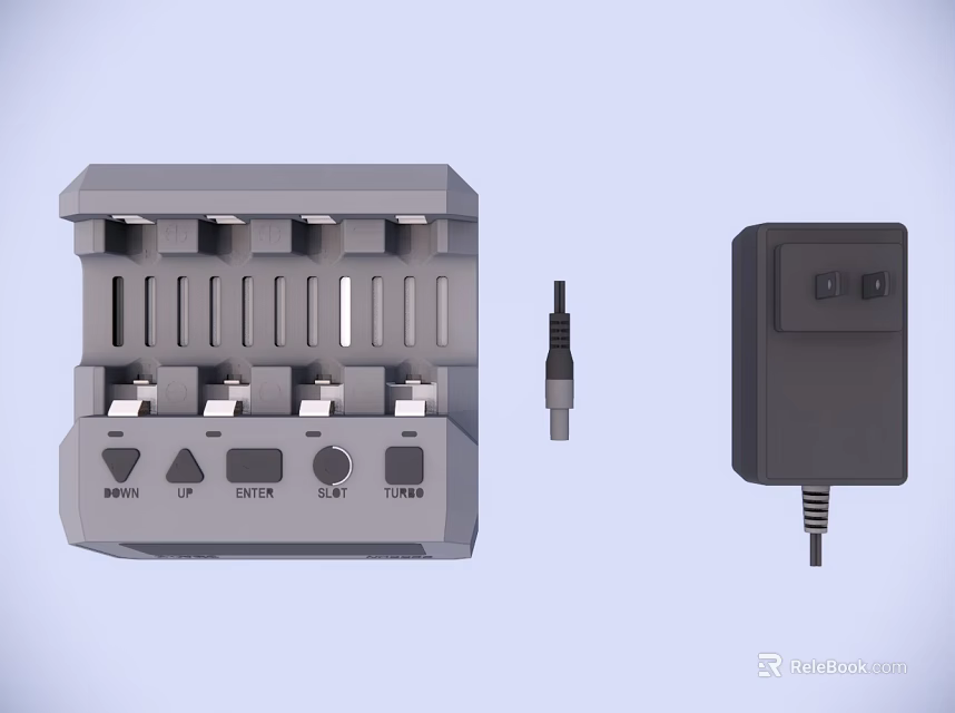 Multi Port USB Charging Station With Data Cable And Power Adapter 3d model 