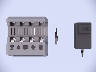 Multi Port USB Charging Station With Data Cable And Power Adapter 3d model