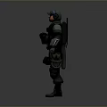 SWAT Team Member In Tactical Uniform With Protective Vest Helmet And Gloves