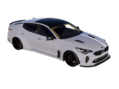 White High Performance Sports Car With Black Roof Sleek Lines And Aerodynamic Design 3d model