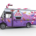 Purple Candy Truck With POP CANDY Branding Colorful Candy Graphics And Candy Cane Decorations