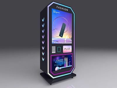 Modern Fashion Vending Machine With LED Lights And Product Display Screen 3d model