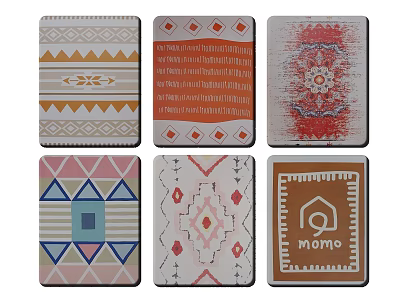 Decorative Coasters With Geometric Patterns Floral Designs And Momo Logo 3d model