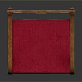 Elegant Classic Single Chair Wooden Frame Scalloped Backrest Red Upholstered Cushion Curved Armrests