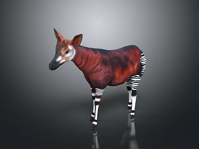 3D Rendered Okapi Character With Reddish Brown Body And Striped Legs 3d model