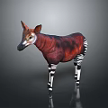 3D Rendered Okapi Character With Reddish Brown Body And Striped Legs