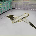 Modern White Jet Airplane In Spacious Hangar With Large Windows And Smooth Floor