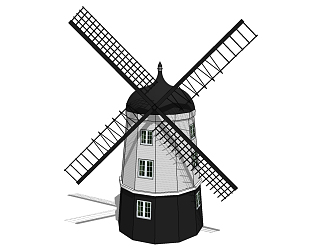 Modern Windmill Dutch Car Children's Toy Entertainment Theme Park Music Box Ferris Wheel 3d model