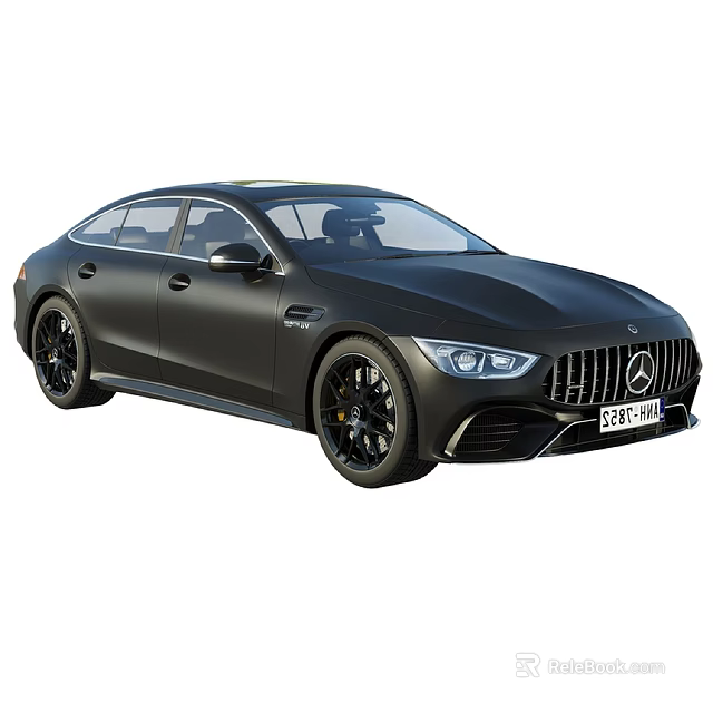 Sleek Black Mercedes Benz Four Door Coupe With Sporty Exterior And Black Wheels 3d model 