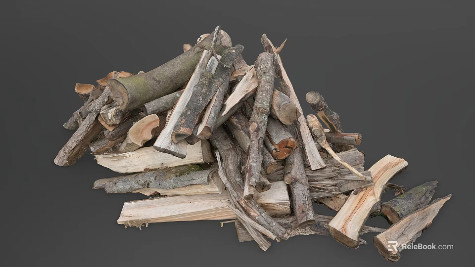 Arbor Seasoned Firewood Pile With Rustic Logs Stacked Naturally For Burning Purposes 3d model 