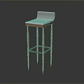 Modern Bar Stool With Light Colored Seat Backrest And Copper Metal Frame