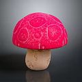 Ornamental Red Mushroom Plant with White Spots on Cap and Light Brown Stem
