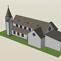 Historic Traditional Church Architecture With Steeple Cross Arched Windows And Steps