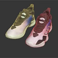 Casual Sports Shoes with Pink to Blue Gradient Upper White Sole and Black Patterned Details