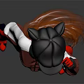 Game Movie Character In Red Jacket Black Hat And Red Leggings Standing Pose