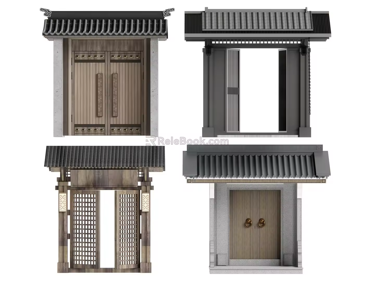Chinese-style courtyard gate 3d model