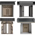 Chinese-style courtyard gate 3d model