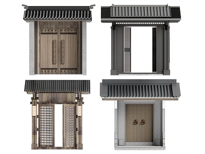 Chinese-style courtyard gate 3d model