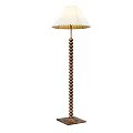 Modern Floor Lamp With White Lampshade Spiral Pole And Square Base