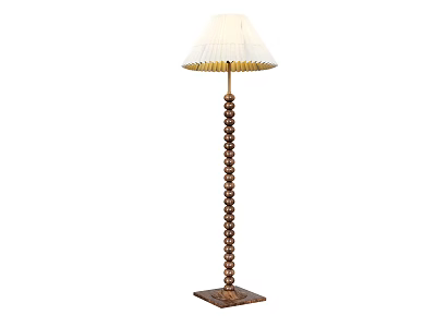 Modern Floor Lamp With White Lampshade Spiral Pole And Square Base 3d model