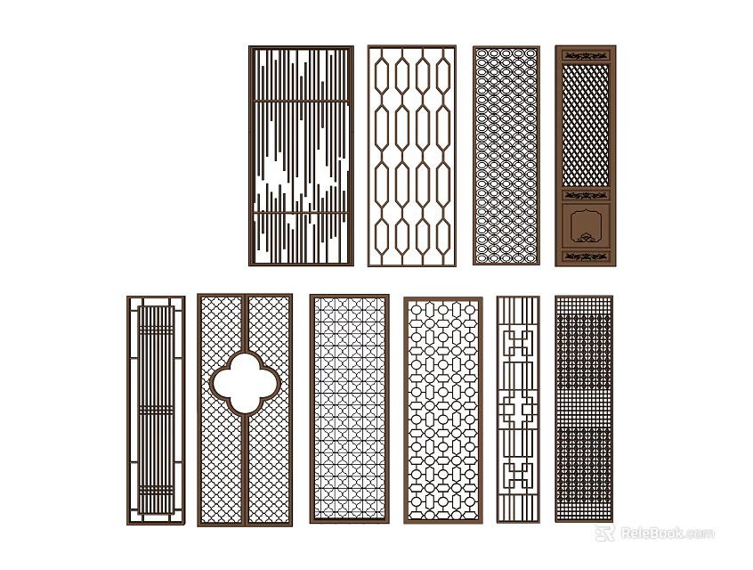 Decorative Room Dividers Featuring Geometric Patterns Grid And Circular Designs 3d model