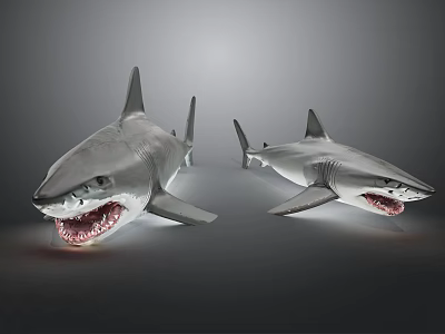 Realistic Gray Aquatic Animals Sharks With Open Mouths And Sharp Teeth 3d model Realistic Gray Aquatic Animals Sharks With Open Mouths And Sharp Teeth 3d model