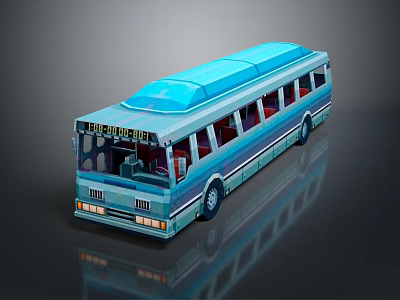 Vibrant Blue Bus With Transparent Windows And Sleek Roof Design 3d model