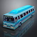 Vibrant Blue Bus With Transparent Windows And Sleek Roof Design
