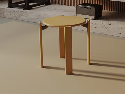 Modern Yellow Round Top Side Table With Simple Legs In Indoor Space 3d model