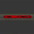 Red Train 3D Rendering on Tracks with Sleek Exterior and Detailed Design 3d model
