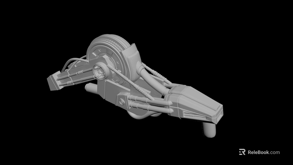 Futuristic 3D Mechanical Device Model With Robotic Arm And Wheel Structure 3d model 