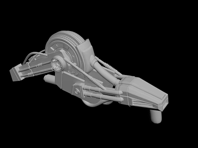 Futuristic 3D Mechanical Device Model With Robotic Arm And Wheel Structure 3d model