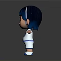 Cute 3D Cartoon Character With Blue Hair White Striped Outfit And Number 10