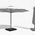 White Outdoor Umbrella With Metal Frame Open And Closed Positions Black Base