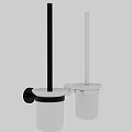 Modern Bathroom Toilet Brush Holders With Silver Black Bases And White Ceramic Cups