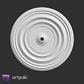 White Circular Ceiling Medallion With Layered Concentric Circles And Central Hole